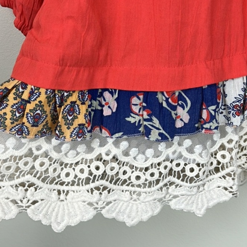 John Mark Boho Coral Embroidered Top Tunic Size L - Picture 7 of 8